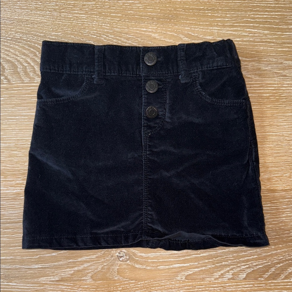 Girls’ 4T Old Navy Black Velour Button-Front, Elasticized Skirt